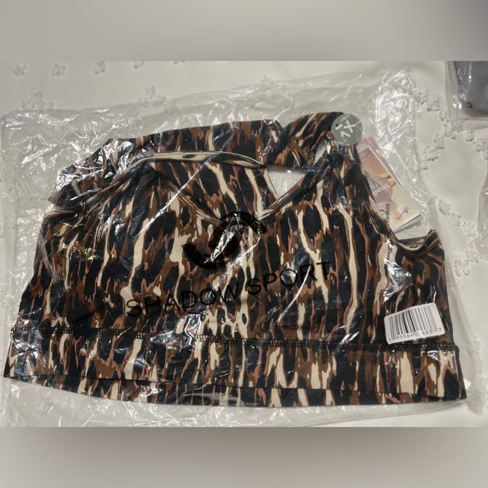 Animal Print Shadow Sport Women's Ruched Center Sports Bra Plus Size 1X